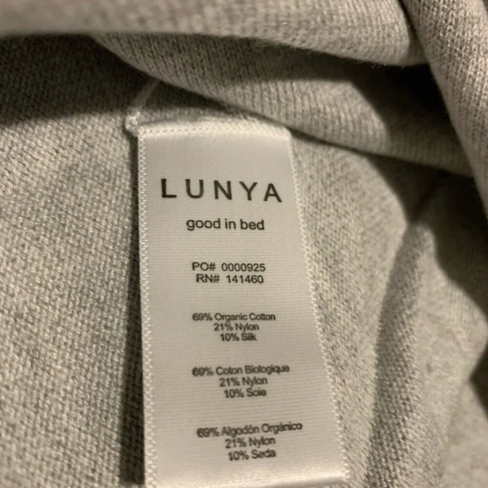 New Lunya Cozy Cotton Silk Button Front Cardigan Mellow Grey Heather. Size L/XL